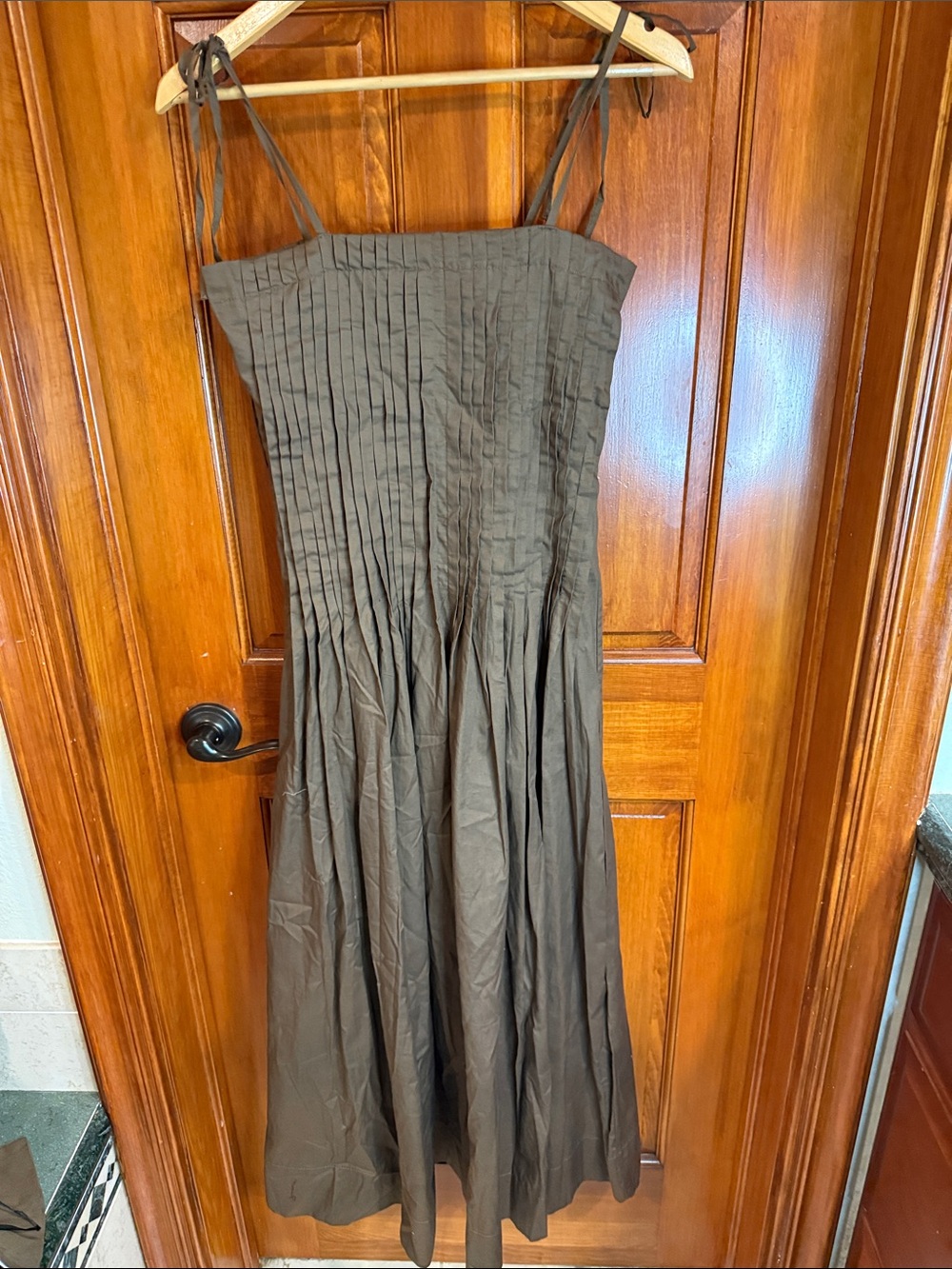 Women’s Brown Pleated Strap Dress